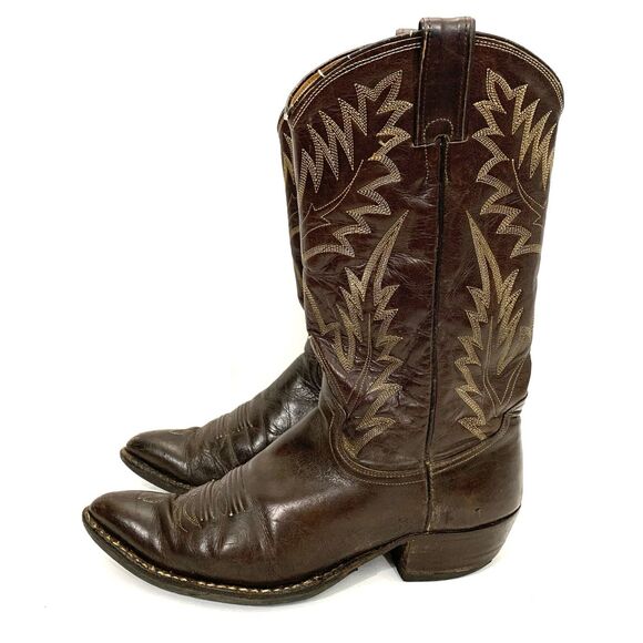 Vintage JUSTIN Brown Leather Boots Made In Texas Size 8.5 D main image 13